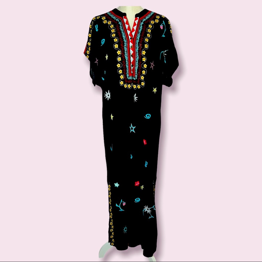 NWOT Maxi Embroidered Lounge Dress